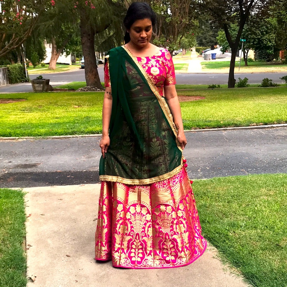 *Indian Hot pink banarsee lengha